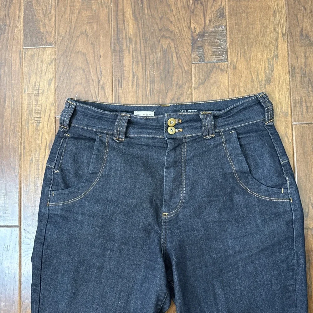 Anthropologie Pilcro Wanderer High Rise Crop Flare Jeans 32 Raw Hem Dark Wash - Picture 5 of 8